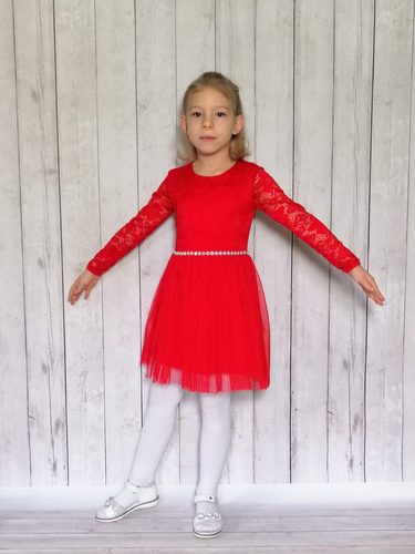 Rochie Angel II Bambarillo cu maneca lunga, rosie