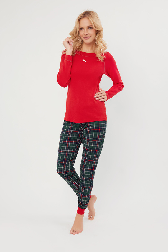 Foggia Pijama de damă cu mânecă lungă, pantaloni lungi Italian Fashion - roșu/print