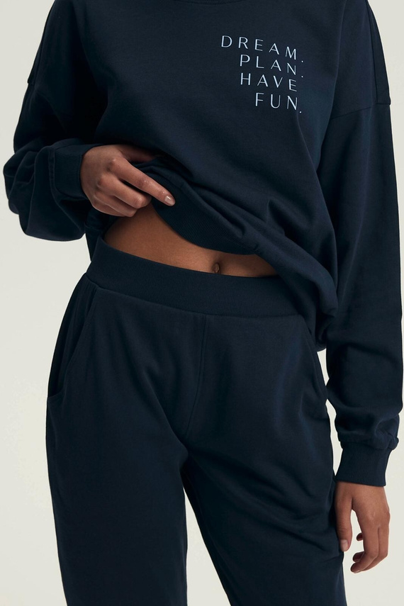 Pijamale pentru femei Henderson 43705 Delancy, bleumarin - bumbac, mâneci lungi, confortabile și elegante