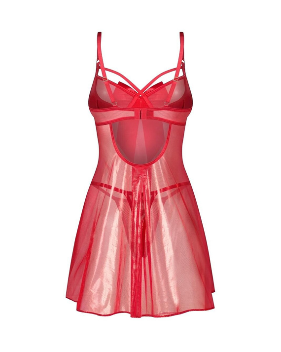 Obsessive Gifty Red babydoll roșu pentru femei cu armătură + tanga
