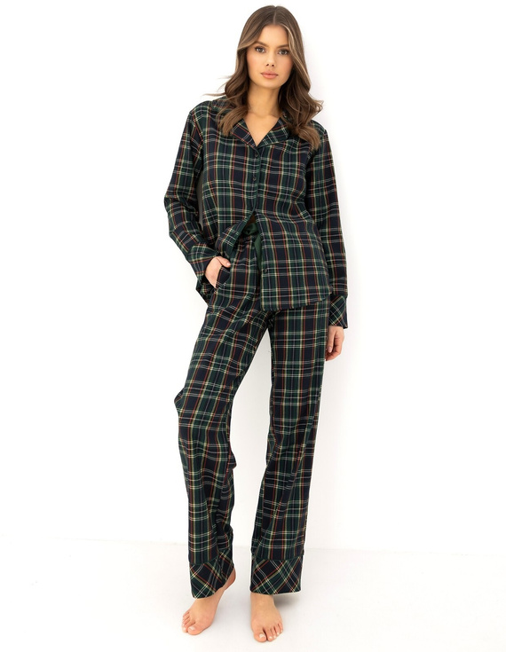 Sensis Skyler pijama damă 100% bumbac flanel, lungă, în carouri