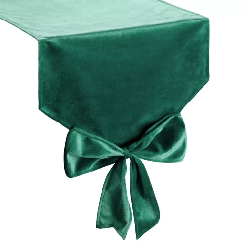 Eurofirany runner de Crăciun 32x240 din catifea cu fundă decorativă - verde
