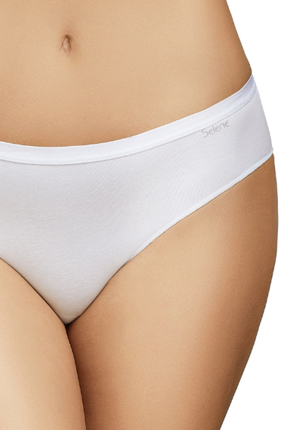 Chiloti bikini Selene 400 albi, set 2 bucăți, bumbac, uni, clasici