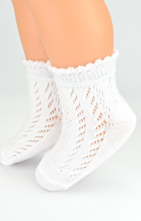 SB112 Șosete pentru copii ajurate Noviti, albe