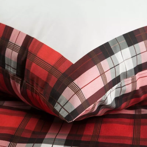 Lenjerie de pat Bliss Crăciun, Steaua Betleem în carouri, Eurodrape, roșu