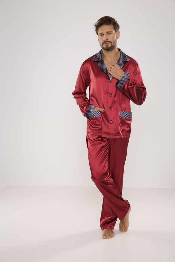 939 Pijama bărbătească Satin Maroon
