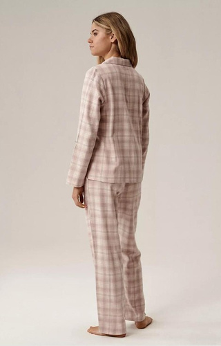 Pijamale pentru femei NLP-505 Atlantic Lavender - Flanel, cu nasturi, în carouri, bumbac