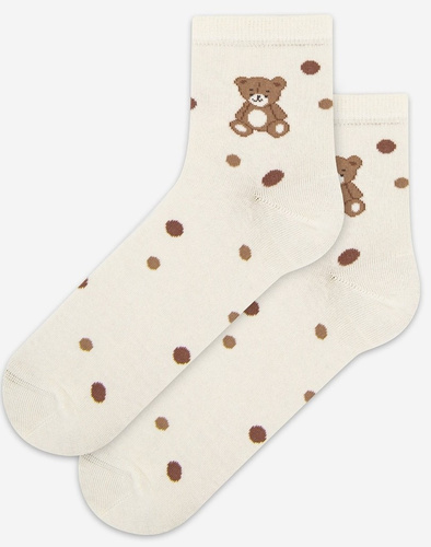 Șosete damă Wola Perfect Woman U84.01P off white 966– bumbac moale, modele colorate, confort fără presiune