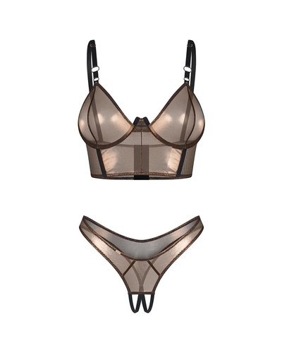 Set Soranna Top &amp; Crotchless Thong Obsessive gold – set senzual cu tanga decupat