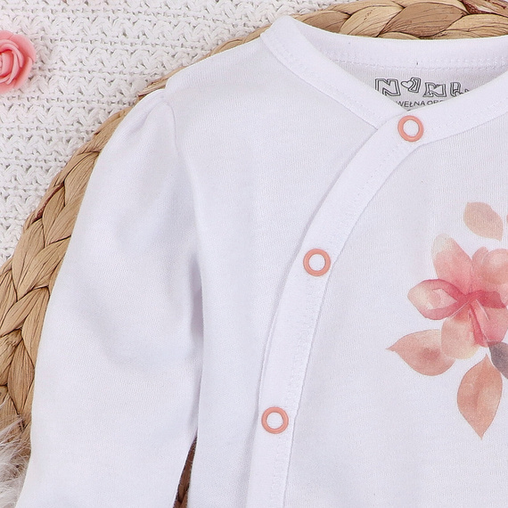 ABN-5412 Body plic cu flori colorate cu mâneci lungi Nini alb