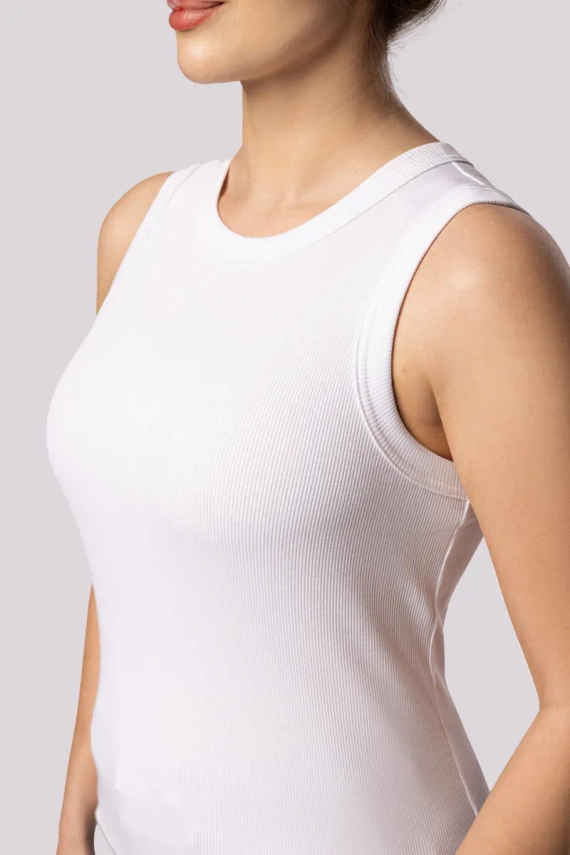 Tank top ribben Tricou fără mâneci pentru femei Mona alb