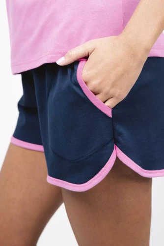 Ontega Ladies pijama cu mânecă scurtă, pantaloni scurți Italian Fashion- amarant/ albastru închis