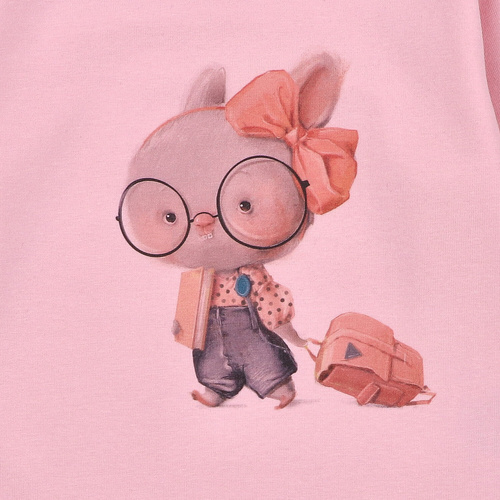 Bluză cu mânecă lungă KAR-3011 Lagarto Verde pentru fete, roz – elegantă, bumbac, producție poloneză