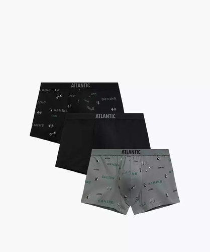 Boxer pentru bărbați 3MH-223/25 negru-kaki – bumbac, pachet de 3, croială confortabilă