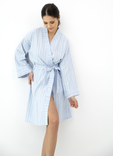Asteria Sensis halat kimono din bumbac albastru cu dungi