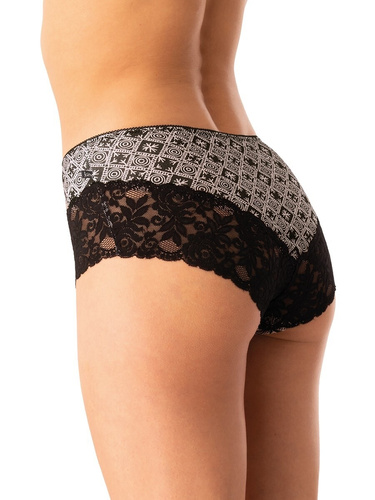 Slip dama din bumbac Key LPB 731 negru bej - set 2 piese la cutie, croiala clasica