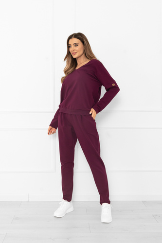 Set trening pentru femei Karina Italian Fashion burgundy - bumbac, confortabil