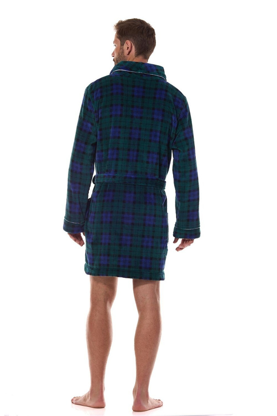 Halat de baie 2456 BJ pentru bărbați, mărime L&amp;L, bleumarin - moale, în carouri și cu guler