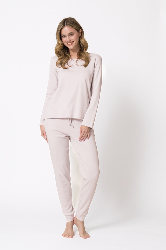 Pijamale damă Leveza 1813 Yuki lavandă 100% bumbac mânecă lungă