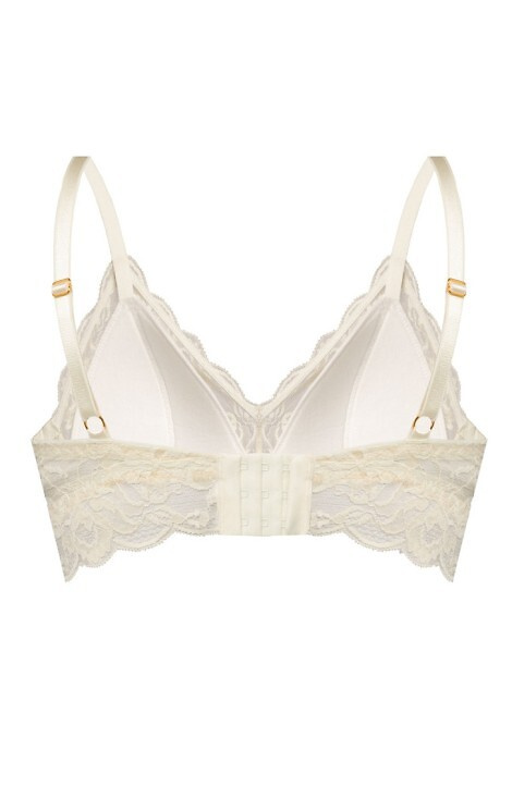 Sutien moale Kaja 02 Mefemi fără sârmă, nisip – dantelă, moale, confortabil, cu fundă decorativă