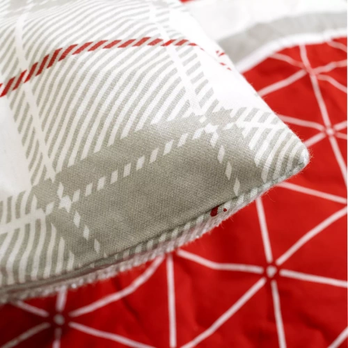 31516/1 Set de lenjerie de pat de Crăciun din flanel Flannellove Darymex gri roșu - set 100% bumbac, călduros și moale