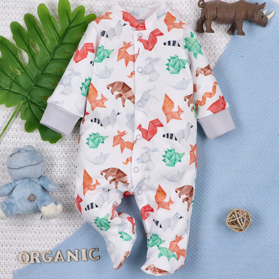 ABN-5386 Romper Fun Origami din bumbac organic imprimeu Nini