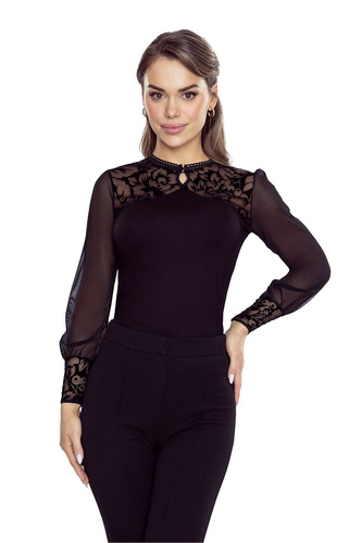 Bluza dama Eldar Jamila, neagra - vascoza, maneca lunga, eleganta