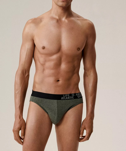 Slip bărbătesc Atlantic 3MP-209/25 verde-burgundy-albastru – bumbac, pachet de 3, croială clasică