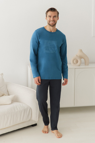 Pijamale bărbați Taro 3672 Rafael 100% bumbac mânecă lungă și pantaloni