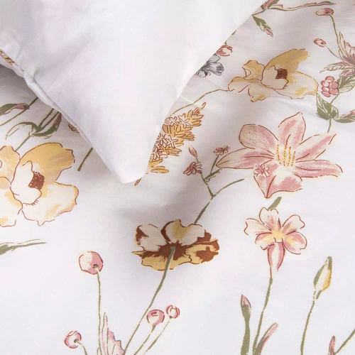 Lenjerie de pat satinată 1553/1 Satynlove 100% bumbac floral + fețe 70x80