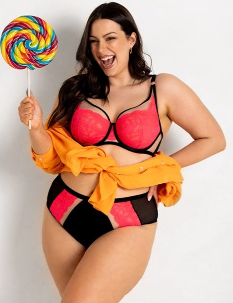 19232 Sutien Funny Plunge Milano negru-fluo – decolteu adânc, senzual, elegant