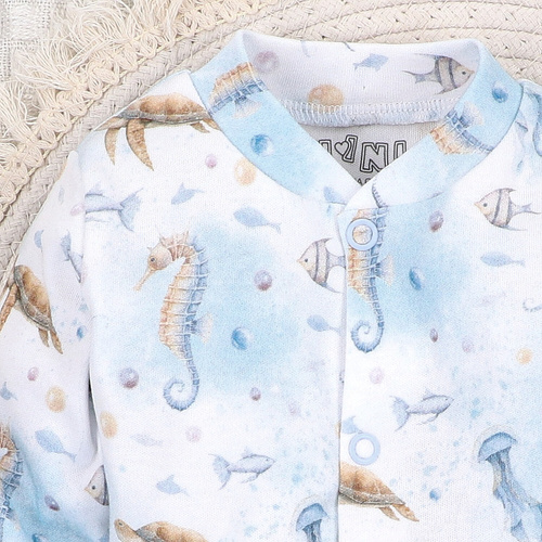 ABN-5454 Caftan pentru copii Sea Of Joy Nini – bumbac organic, inchidere cu capse