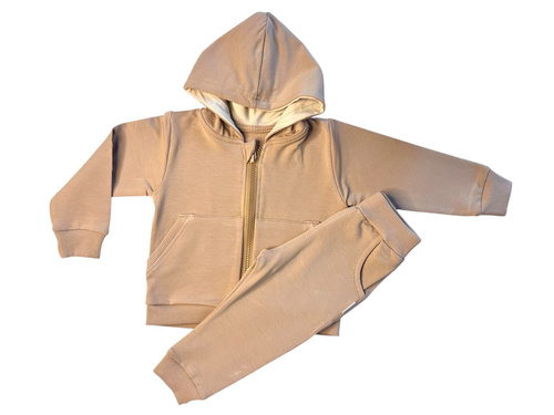 Set trening Mamatti DR2150 maro pentru fete - hanorac si pantaloni cu buzunare