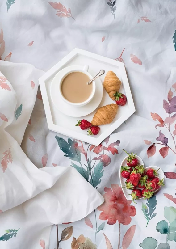 Milargo Verde 001 Lenjerie de pat din satin cu flori Faro, roz