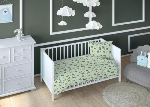 3807 C Land of Dreams Lenjerie de pat din bumbac pentru copii cu buburuze Karo