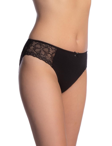 Lama L-1606 BI Chiloți damă bumbac bikini cu dantelă negri, set 2 buc.