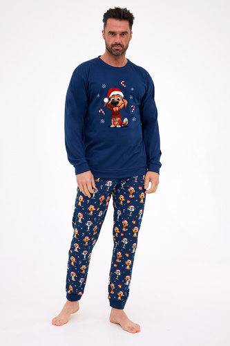 Pijamale bărbătești Dog Cornette 115/294 – Crăciun, bleumarin, bumbac