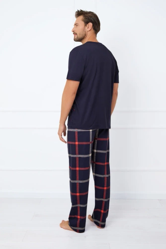 Nelson Pijama cu mânecă scurtă pentru bărbați, pantaloni lungi Italian Fashion - albastru navy/print