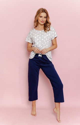 3418 Pijamale de dama Demi Taro - bumbac, maneci scurte, pantaloni 3/4