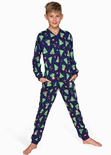 185/168 186/168 Brad de Crăciun 2 Cornette salopetă băieți bleumarin