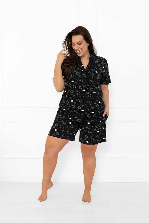 Pijama de damă Bonnie - mânecă scurtă, pantaloni scurți, bumbac MEGA SOFT Italian Fashion  