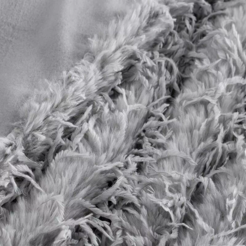 Pătură Adore, cuvertură de pat cu blană, eurodrape, argintie