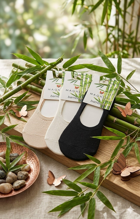 Șosete invizibile balerini Bamboo Magnetis 251145 confort black