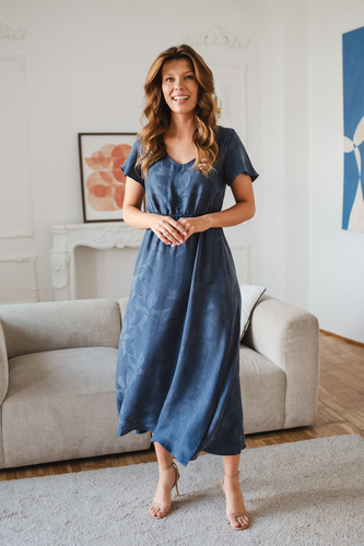 Rochie de sarcină și alăptare Milk & Love Lovely Dress Long bleumarin