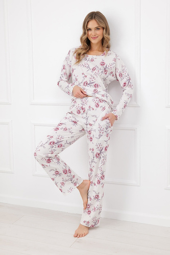 Pijamale damă Beauty Italian Fashion 100% bumbac mânecă lungă pantaloni