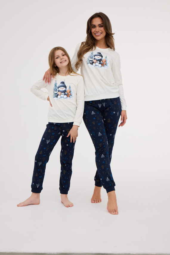 Pijamale Cornette pentru femei 721/427 Snowy Day, ecru, bumbac, mâneci lungi | Călduroase și confortabile