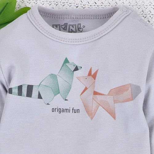 ABN-5389 Fun Origami Bluză din bumbac organic Nini gri