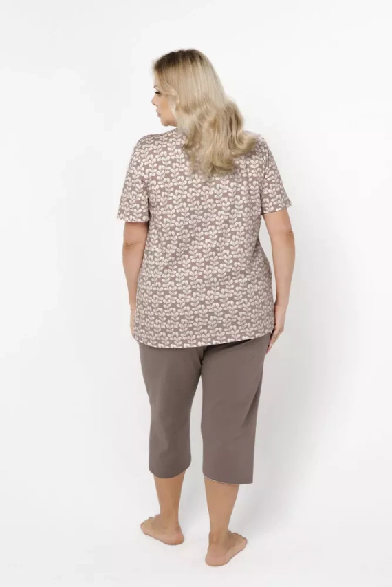 Ramira Pijama de damă cu mânecă scurtă și pantaloni 3/4 Italian Fashion - print/cappucino