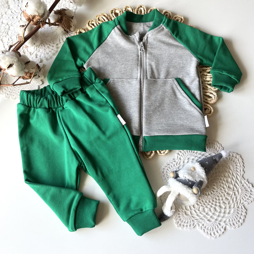 Set trening Mamatti DR06 Merry Christmas – Verde-Gri, Băieți, Bumbac