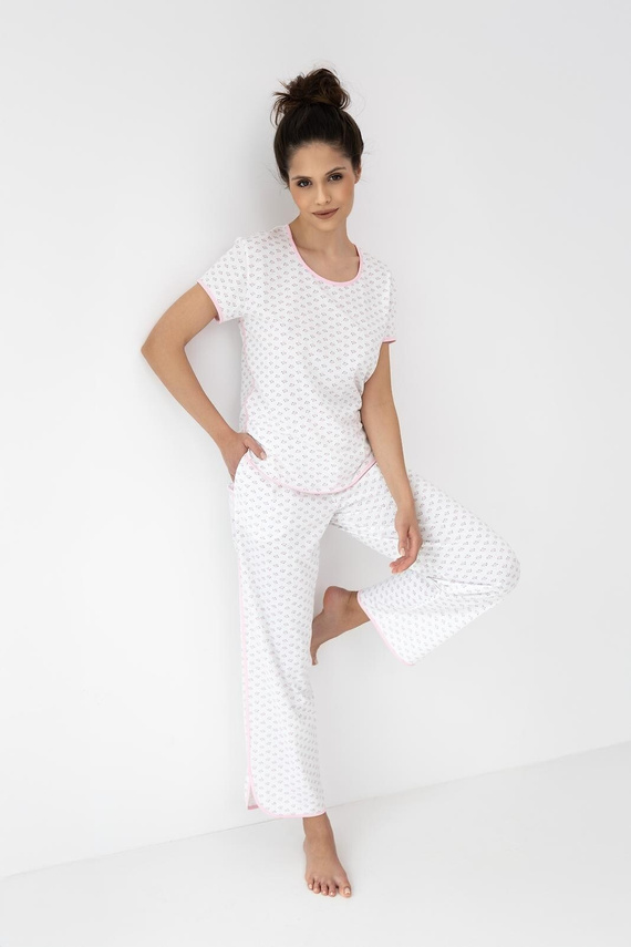 Pijama damă Lexie Sensis 100% bumbac cu pantaloni lungi roz